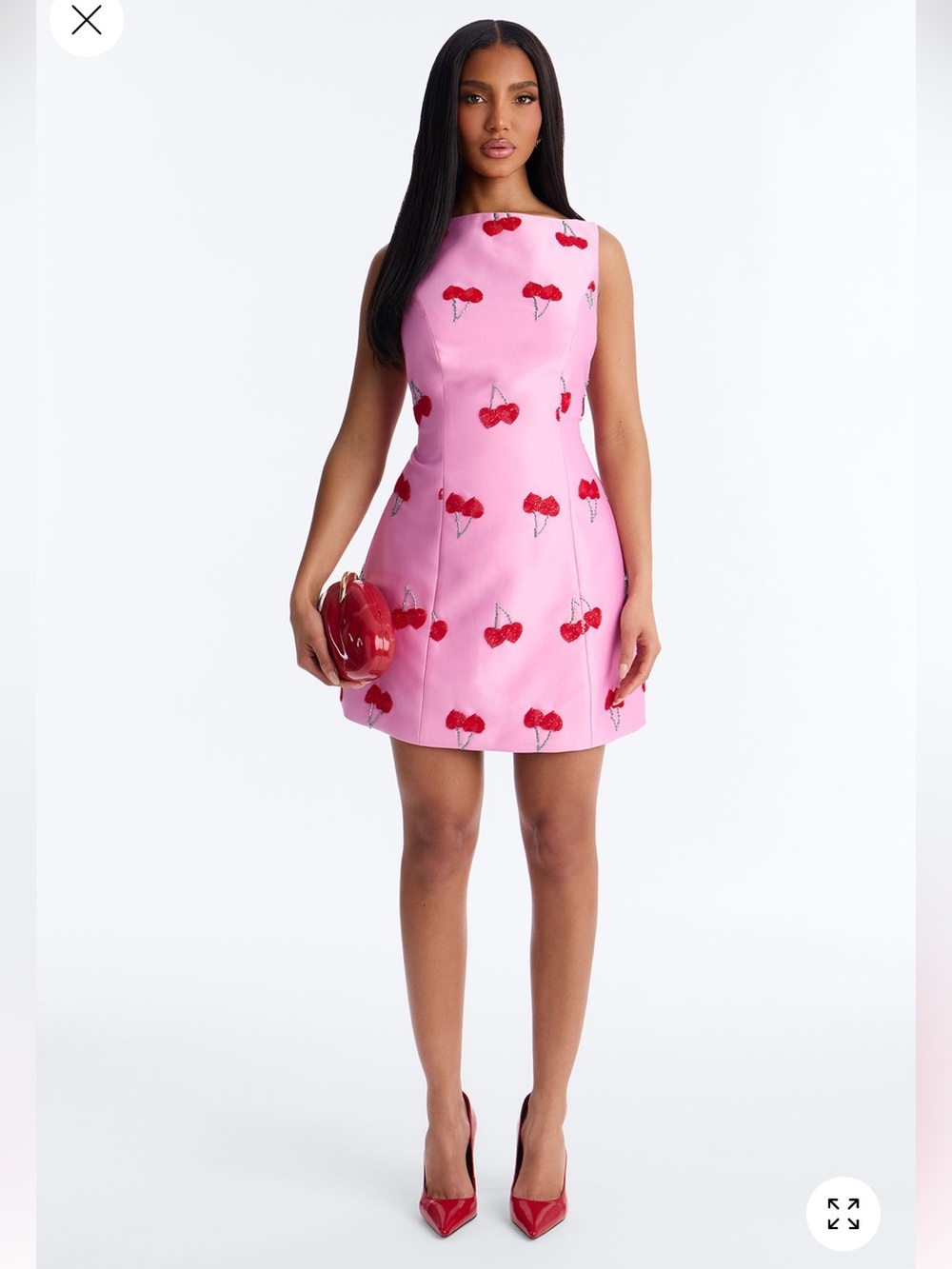 Pink Cherry Print Sleeveless A-Line Kids Dress